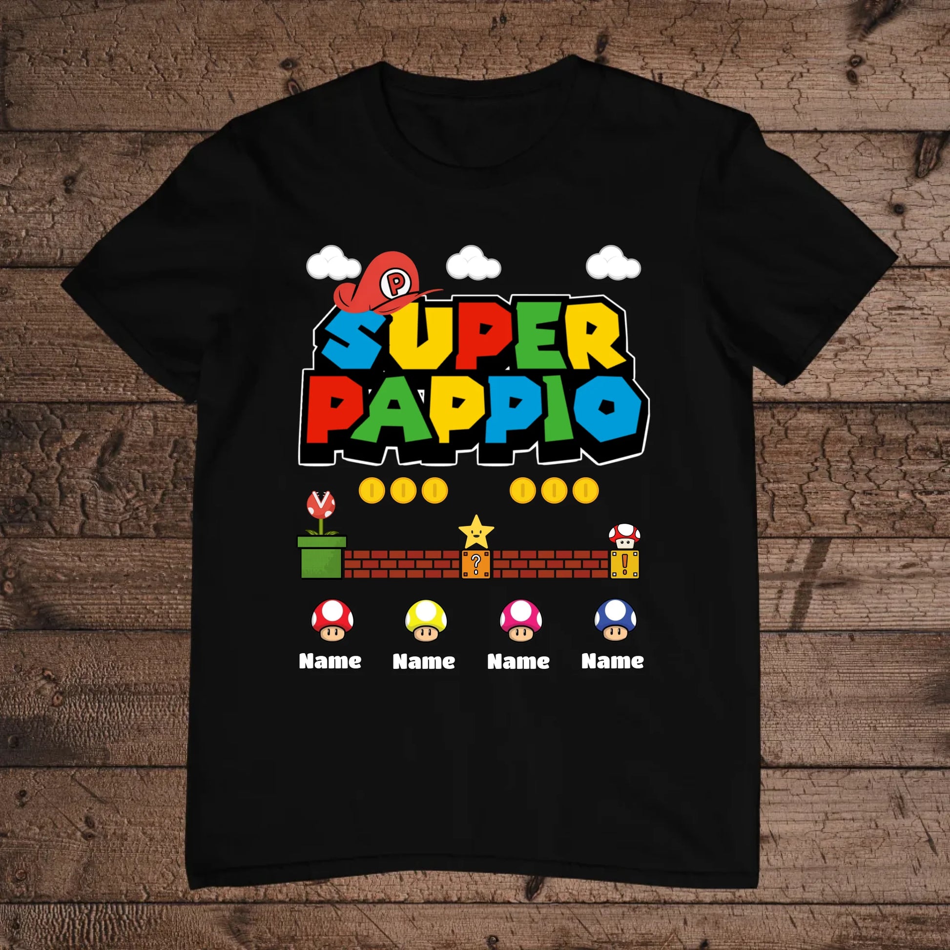 holz Flatlay mockup schwarz