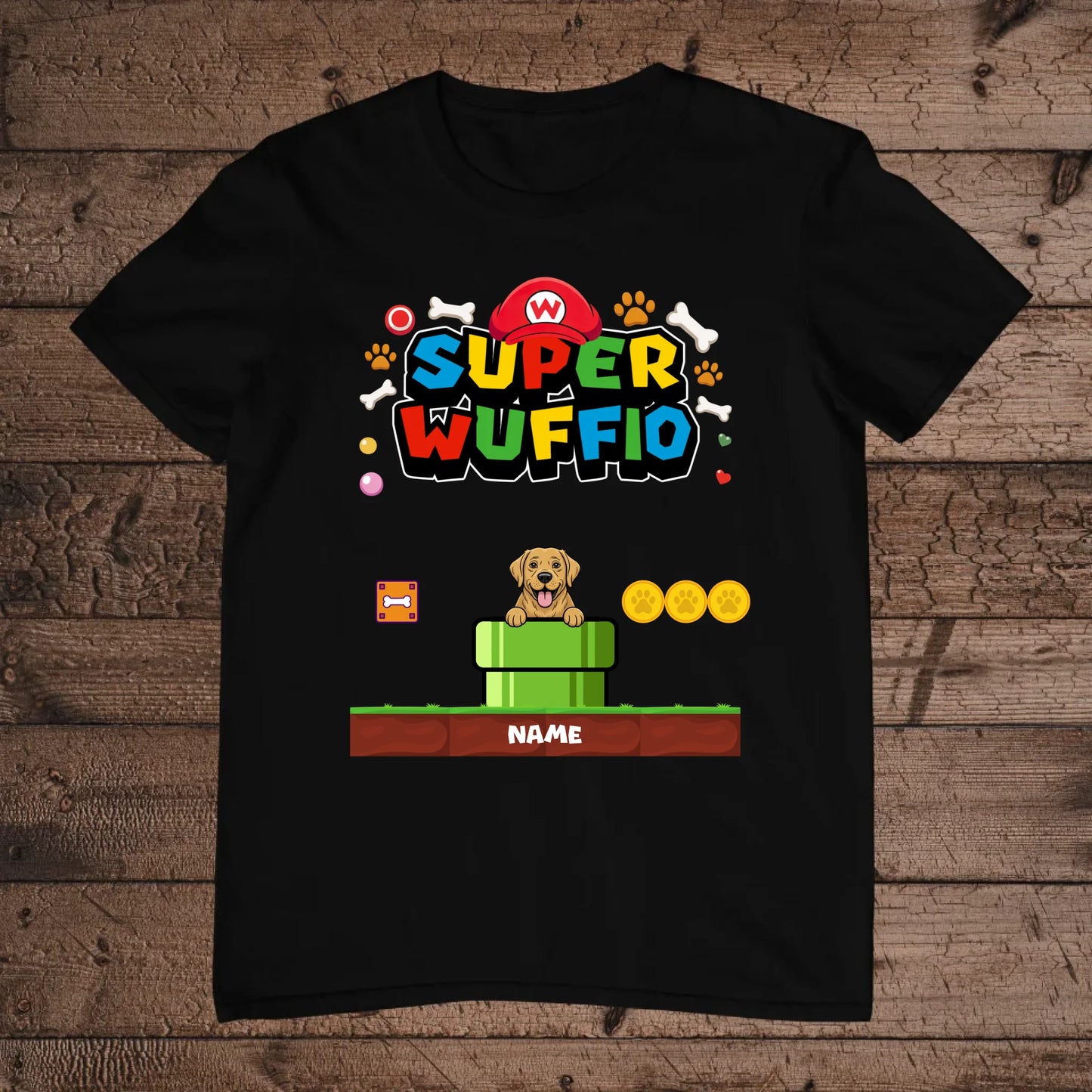 holz Flatlay mockup schwarz